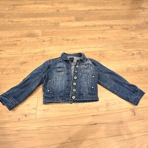 Vintage‎ Y2K Retro HWYJeans Girls Cropped Dark Blue Wash Denim Jacket Size M